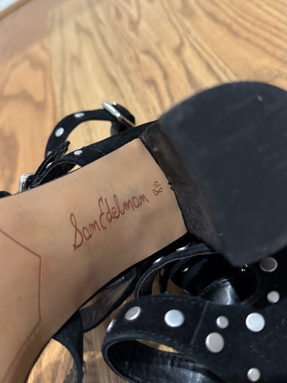 Sam Edelman Black Studded Block Heel Sandals - Picture 4 of 5